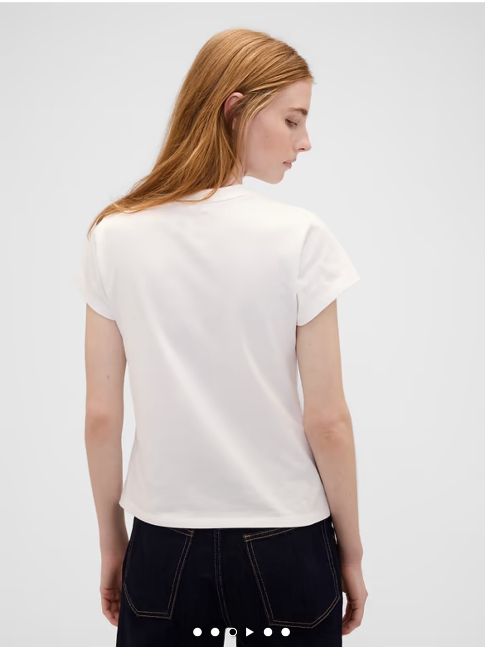 GAP X Victoria Beckham White Short Sleeve Crewneck Tee with Small Logo - Picture 3 of 4